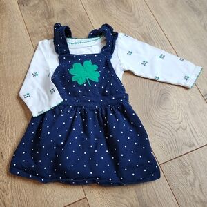Carter's Navy and White Polka Dot Dress with Green Shamrock